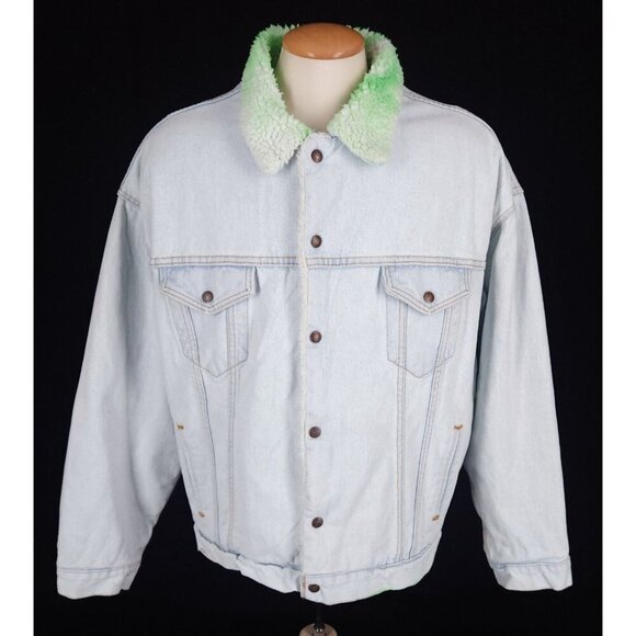 NotSoNormal Look Inside Faux Shearling Denim Jacket XL Mens NSN $487 - Picture 4 of 16